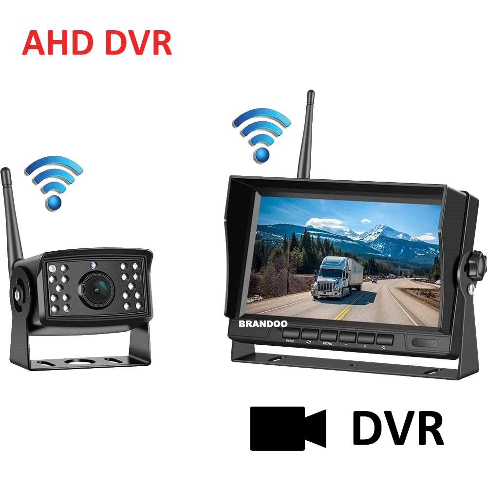 

7 Inch Wireless IPS Car Monitor Car DVR AHD Camera Driving Recorder Kit HD Truck Bus Dashcam