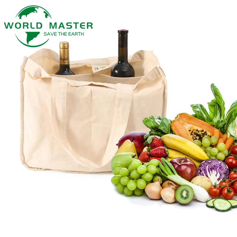 Многоразовые сумки для покупок World Master большие тяжелые холщовые тоуты продуктов