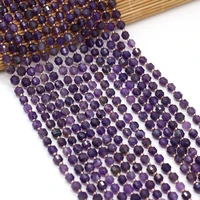 natural round faceted amethysts stone spacer beads for jewelry making diy bracelet necklace accessories women gifts size 6mm