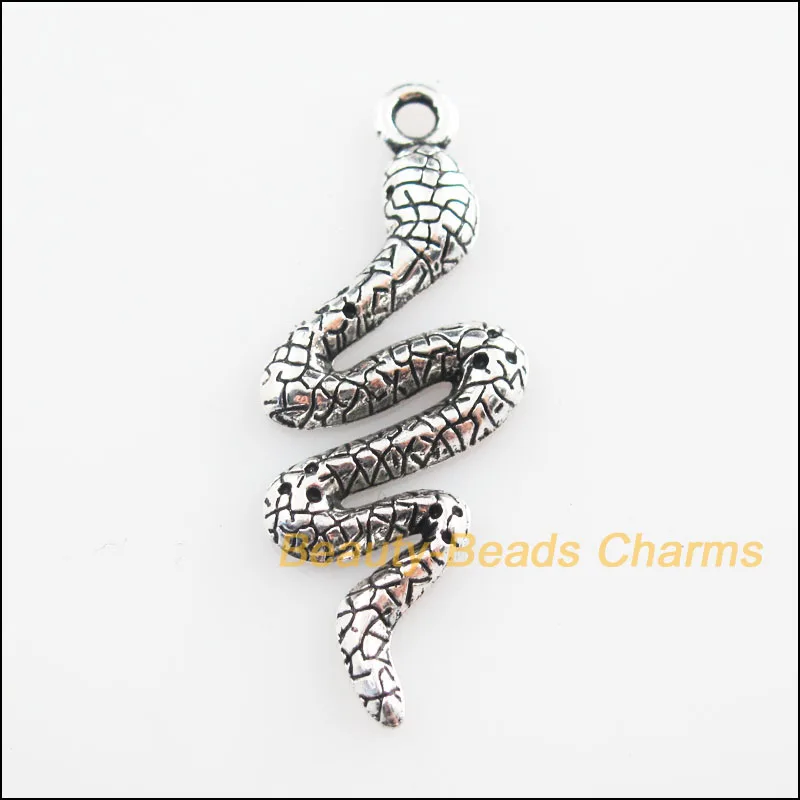 12 Новинка Подвески Животные змея кобра тибетские Серебряные 15x39 мм|Шармы| |