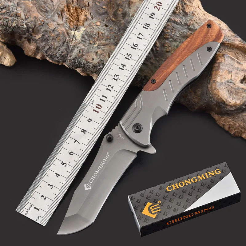 

8.2'' (210MM) Tactical Outdoor Camping Hunting Survival Rescue Knife + 440C Stainless Steel + Wood Handle Outdoor Pocket Knives