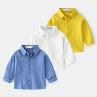 boys shirt spring and autumn baby top long sleeve shirt 2020 childrens new solid color clothes shirt pure cotton
