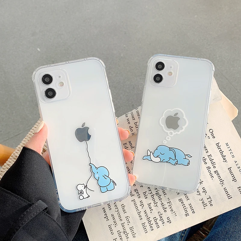 otterbox symmetry Cartoon Funny rabbit Elephant Phone Case For iphone11pro max 7 8 Plus Xs Xr Max 12Pro max 12 mini bunny Clear backcover funda apple phone case