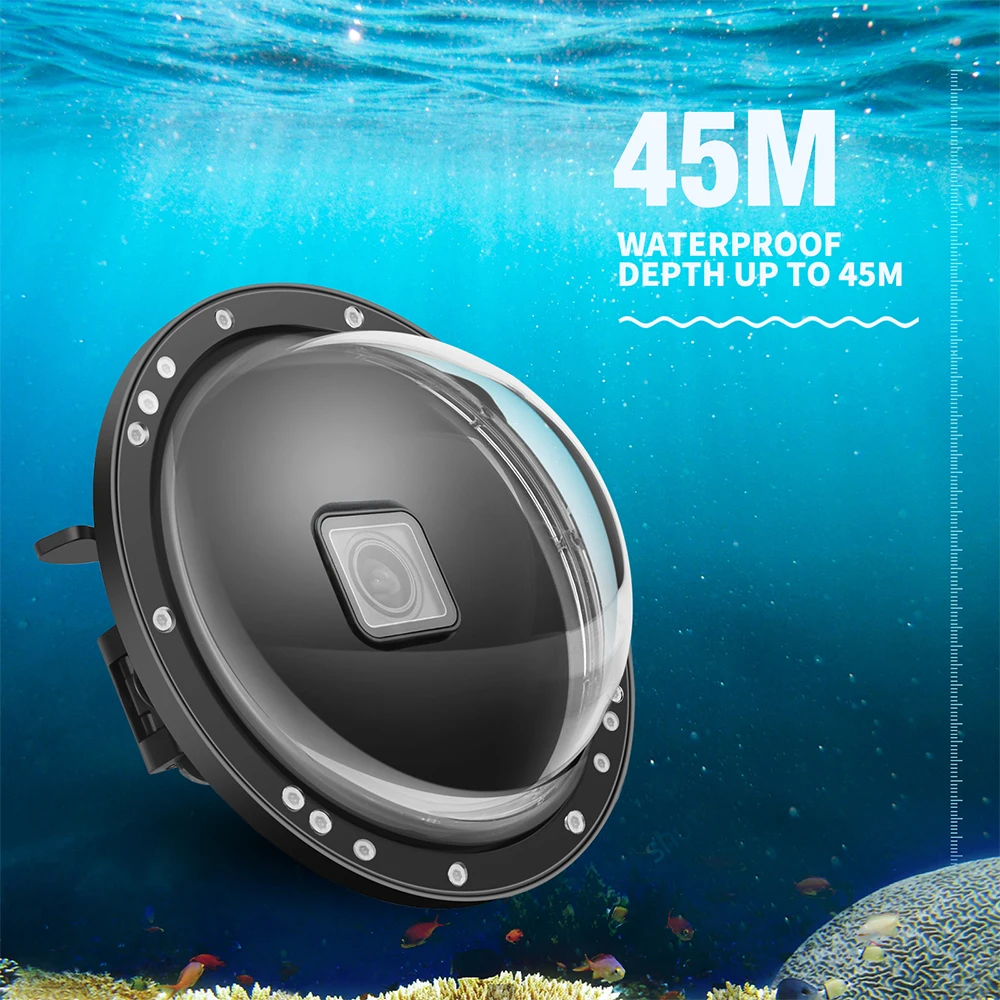 Pаспродажа Для GoPro 9 Дайвинг купол порт с двойной ручкой триггер подводный водонепроницаемый корпус чехол крышка объектива для фотосъемки