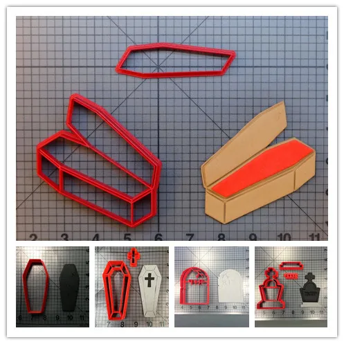 

Форма для помадки в форме гроба на Хэллоуин, резак для помадки на Хэллоуин, капкейки, печенья, 3D резак для помадки, форма для печенья