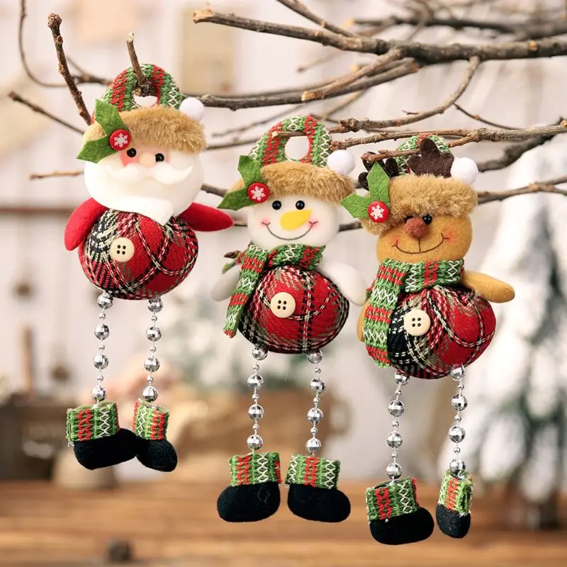 

Christmas Decoration Sitting Plush Toy Santa Clause Snowman Reindeer Elk Doll Party Xmas Tree Ornaments Hanging Toys For Kids