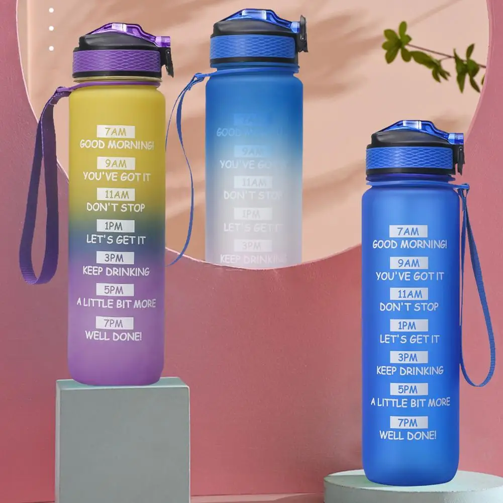 

Portable Fitness Water Bottle With A Bouncing Cover And Gradient 1000ml Outdoor Sports Bottle Portable Fitness Water Mug