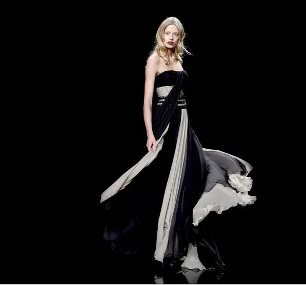 

free shipping 2016 new fashion vestido de festa formal dress white and black long sweetheart elegant party gown evening dresses
