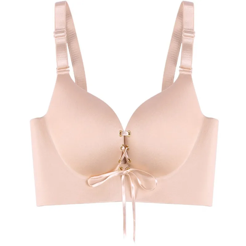 Goede Gratis Verzending Sexy Glad Chic Push Up Bralette Een Chip Niet-Trace Zonder Velgen Beha