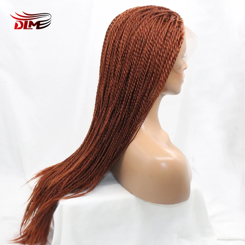 

DLME Braided Synthetic Lace Front Wigs For Women Two Tone Braided Box Braids Wig Heat Resistant Fiber Baby Hair