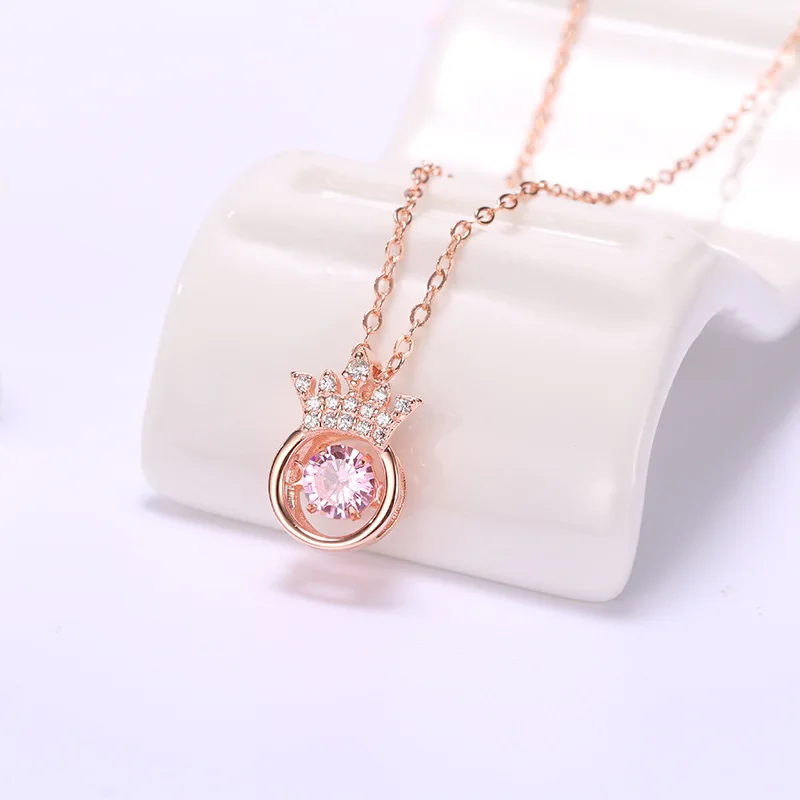 

Wholesale Real S925 Sterling Silver fine jewelry crown 18k plating Necklace Pendant Jewel Chain beauty accessories neck Jewel