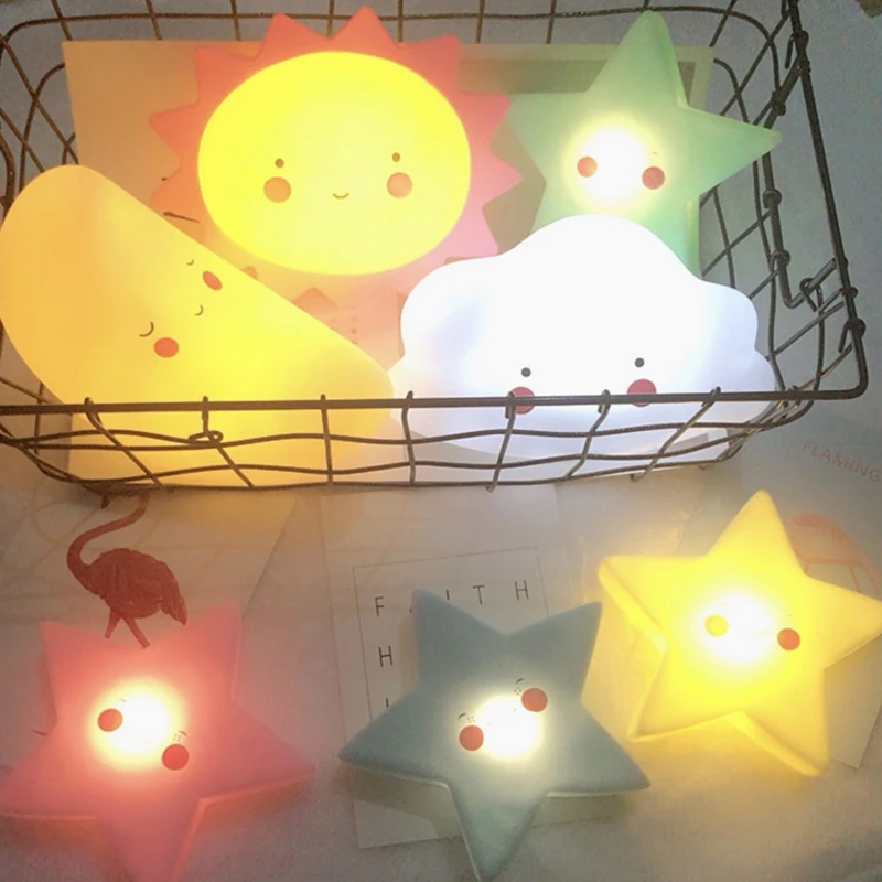 INS LED Sun Moon Stars Ночной светильник лампа для спальни ночной Светильник s Of Toys детской