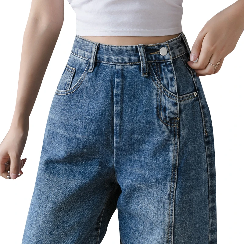 

2021 Spring New High Waist Straight Loose Daddy Mop Slimming Drape Wide-Legged Versatile Jeans Trousers for Women