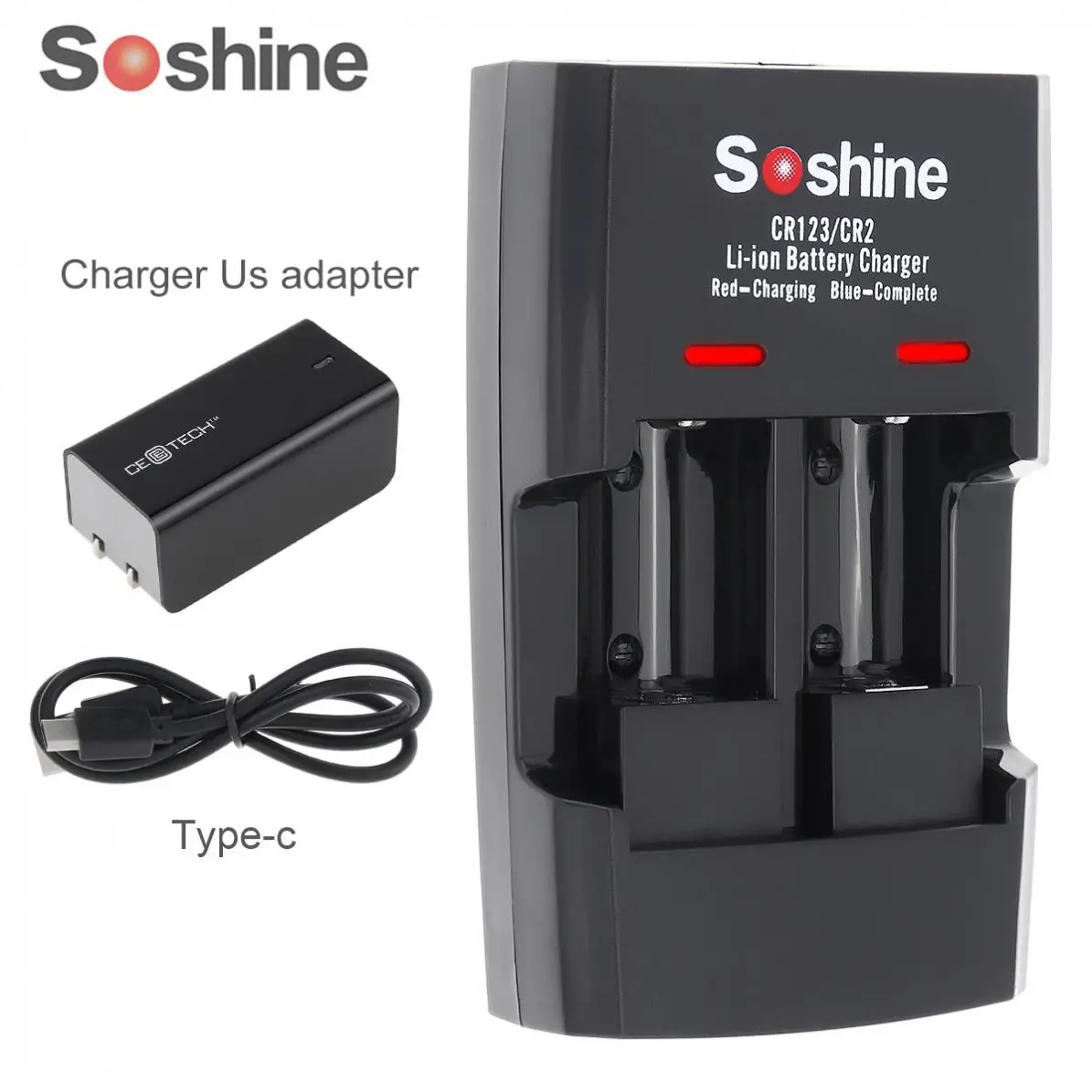 Soshine SC S5 2 слота литий ионный аккумулятор RCR123 / RCR2 быстрого Батарея умных зарядных