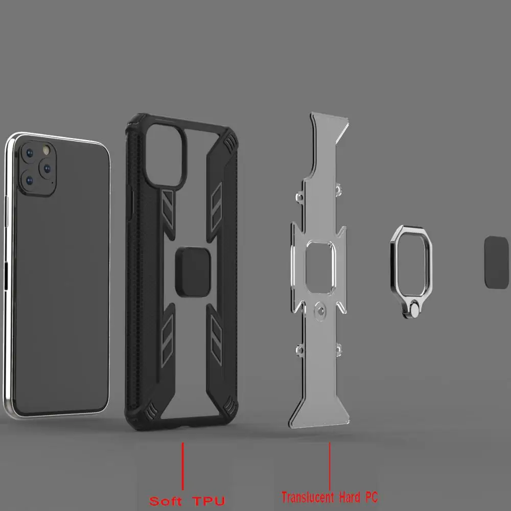 2019 новый случай для iPhone 11 Pro Max анти-амортизатор вращающийся стенд с металлическим