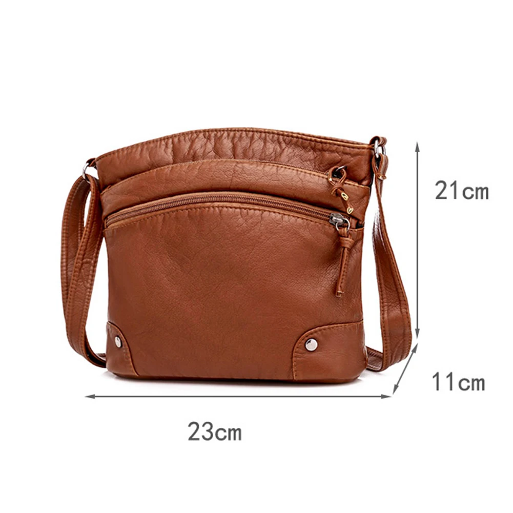 

Fashion Solid Color Shoulder Tote Bag Women Wash Soft Leather Multi-pocket Messenger Handbag Large Capacity Street Shopping