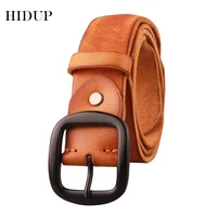 hidup top quality solid cowskin leather belt black pin buckle wrinkle cow genuine belts retro styles jeans accessories nwj472