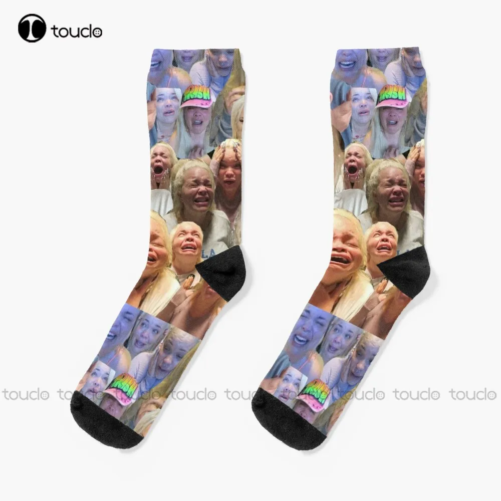 

Trisha Pastas Crying On Her Kitchen Floor Collage Socks Custom Men Socks Personalized Custom Unisex Adult Teen Youth Socks