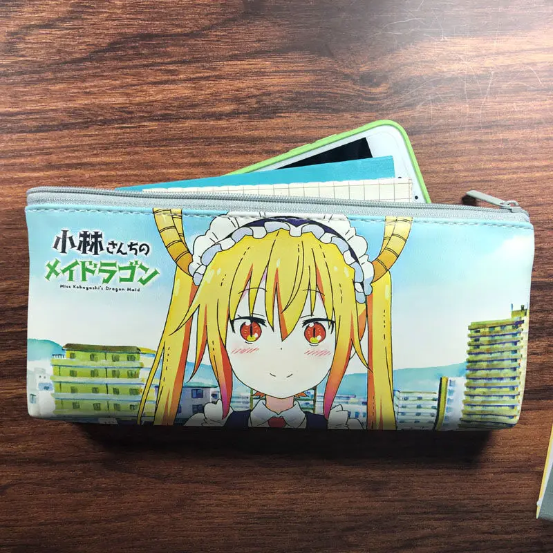 Miss Kobayashi's Dragon Maid Pencil Bags Tohru KannaKamui Anime Pouch Kawaii Bag Student Stationery Cases Cute | Канцтовары для