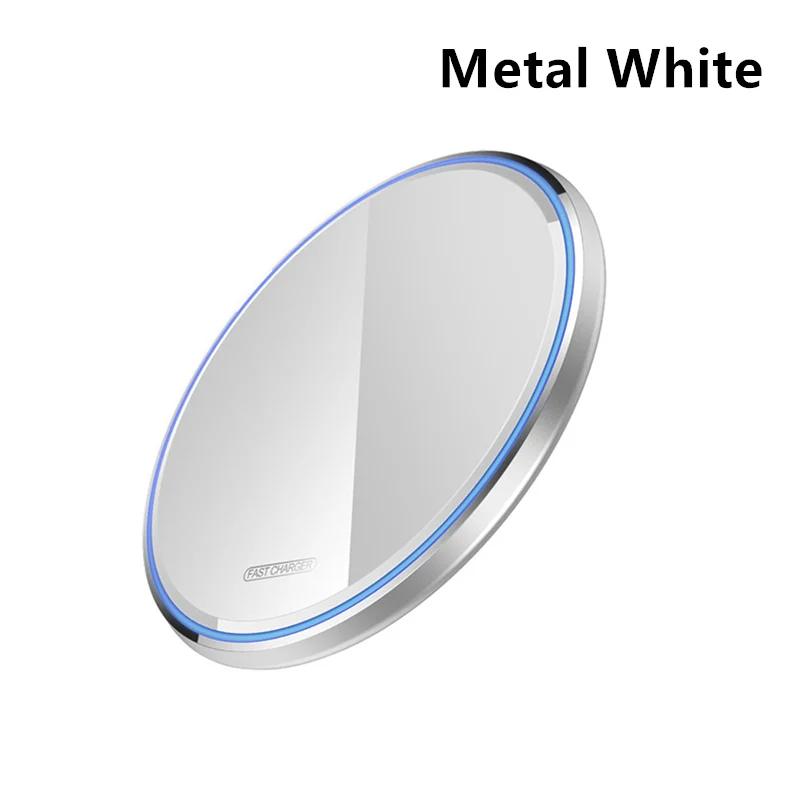 Metal White ROCK Metal 10 Вт Беспроводное зарядное устройство зеркальная Быстрая зарядка для iPhone 8 X XR XS Max samsung S10 S9 настольное Беспроводное зарядное устройство Pad - Цвет: Metal White