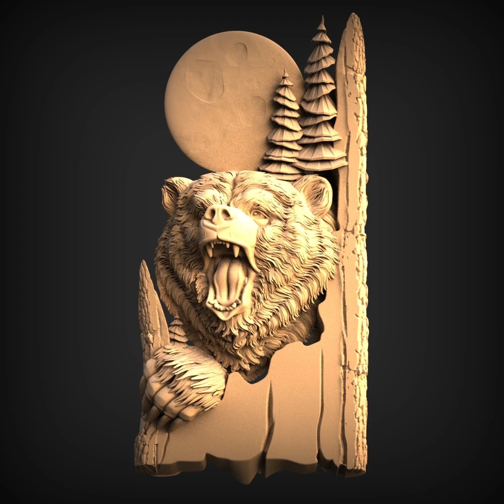 6 шт лесные животные 3d STL модель для ЧПУ 3D принтер волк _ медведь Зубр Олень рельеф
