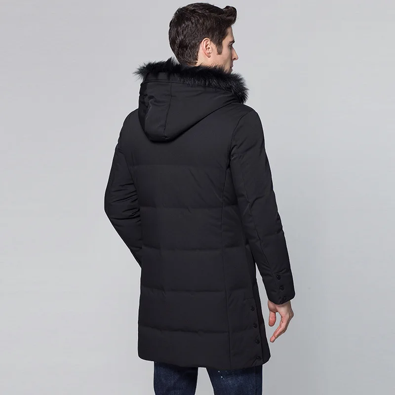

Clothes 2020 Brand Winter New Men's Down Jacket Business Casual Fox Fur Collar White Duck Down Warm Hooded Coat Male Clothes