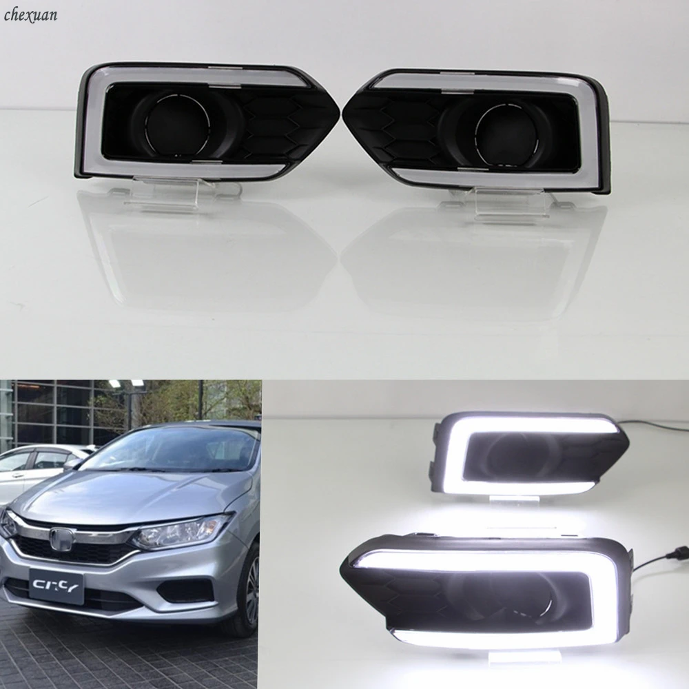 CSCSNL 2 шт. автомобиля светодиодный DRL Дневной светильник для Honda City 2017 2018 2019 туман