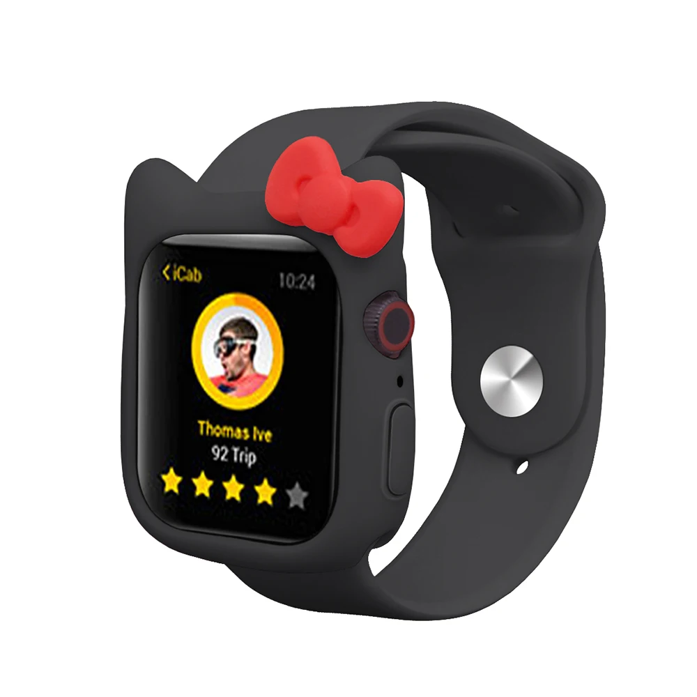 Силиконовый чехол для Apple Watch, чехол 5, 4, 44 мм, 40 мм, мультяшный чехол hello kitty для iWatch 3, 2, 1, 38 мм, 42 мм, защитный чехол
