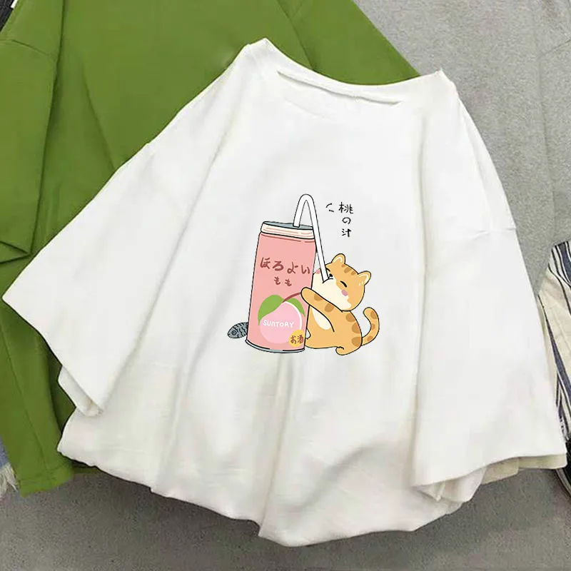 

Kawaii Printed Women Tshirts Cotton Loose Female T Shirt Summer Fashion Ladies Tee Tops Casual Short Sleeve Women's T-shirt Tops