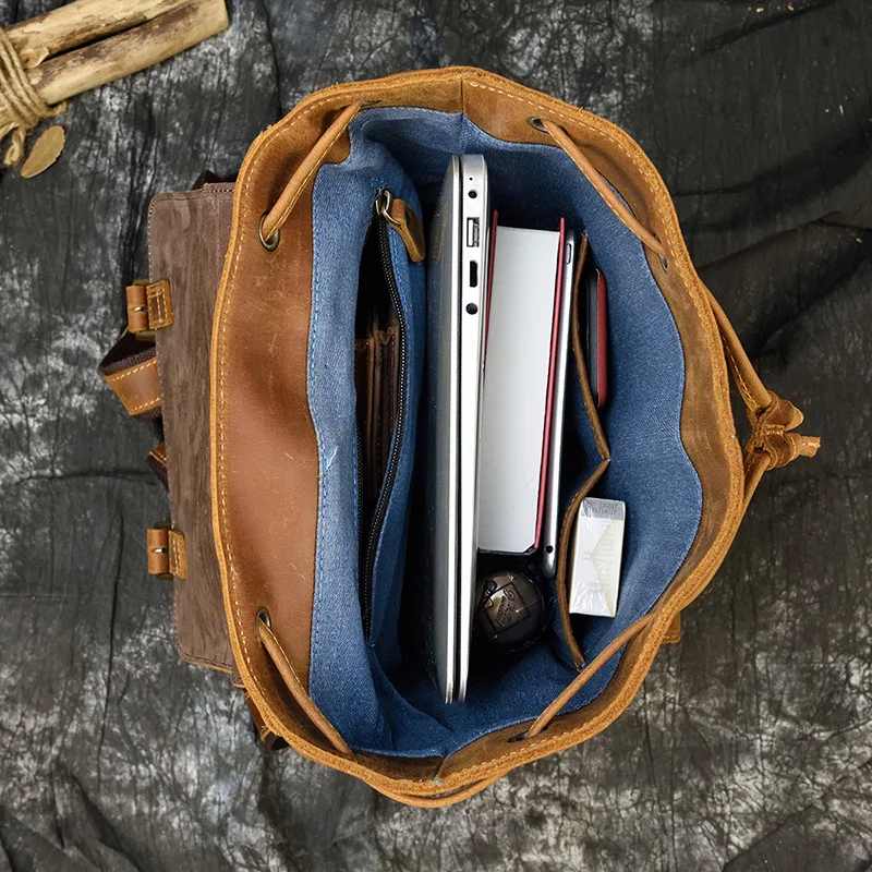 Винтажные кожаные рюкзаки Crazy Horse мужской рюкзак из натуральной кожи прочная