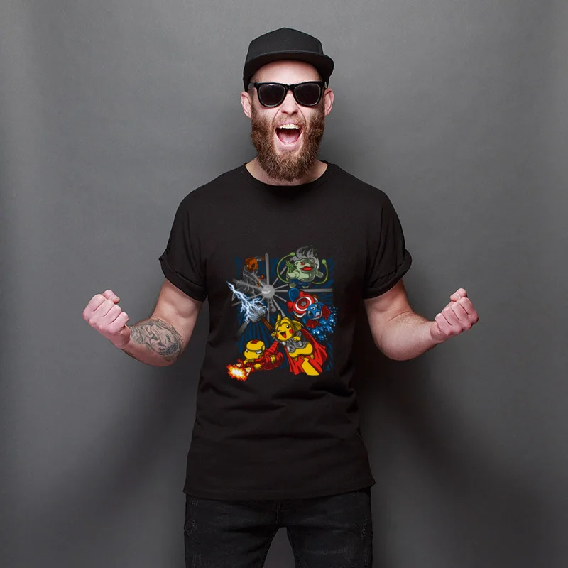 

Lovers Day Avengermon Men's Europe T Shirt Pure Cotton Short Sleeve Tee Shirts High Quality 100% Cotton Tops Shirt For Students