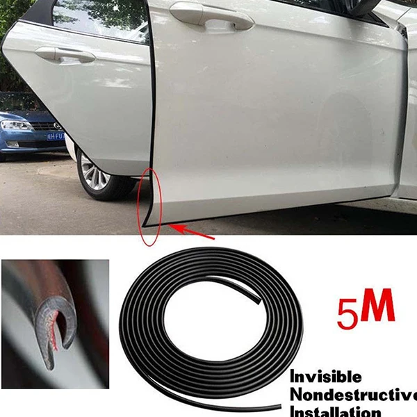

16FT/5M Black Moulding Trim Rubber Strip Car Door Scratch Protector Edge Guard
