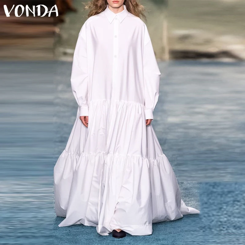 Женское вечервечерние длинное платье Повседневное платье-рубашка с отложным