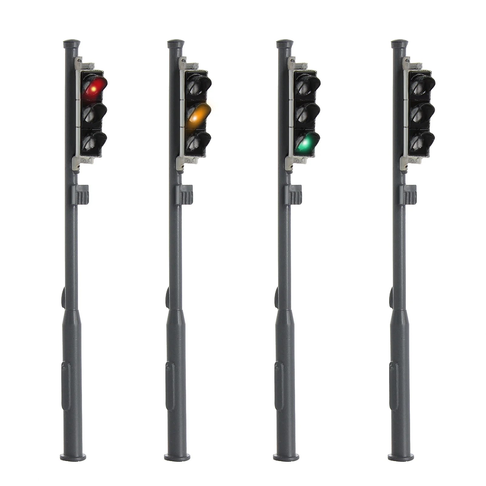 

4pcs O Scale Crossing Traffic Signals 8.5cm LED 1:43 Crosswalk Block Signal Road Street JTD439