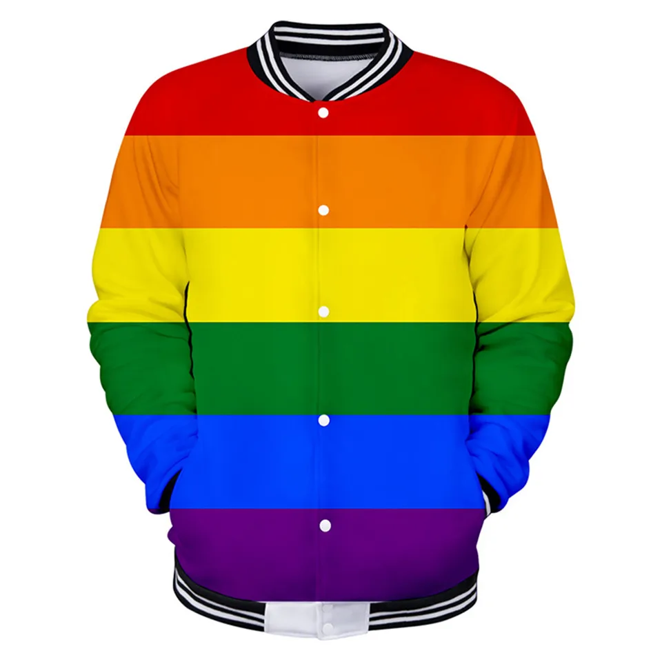 

ЛГБТ модные куртки бейсбольная одежда Униформа куртка Радужный Флаг для лесбиянок повседневные толстовки Harajuku Свитшот куртка-бомбер