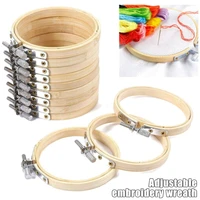 10 pcs diy cross stitch embroidery circle adjustable bamboo hoop ring support embroidered wreath handicraft sewing supplies
