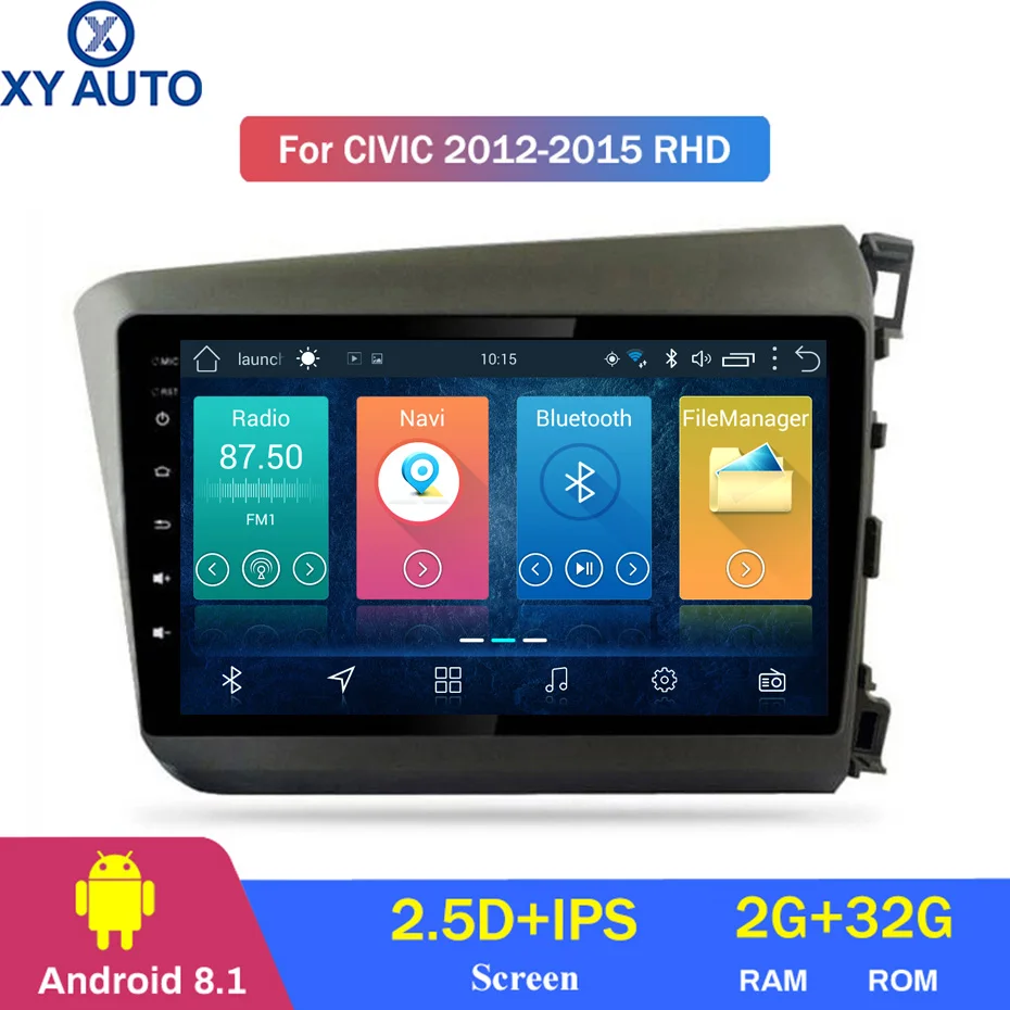 9 дюймов 2.5D IPS HD Мульти сенсорный экран Android8.1 2G RAM 32G ROM NAVI для Honda civic 2012 2015 справа с