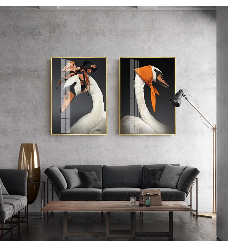 Современный Лебедь носить головной платок постеры с животными и принтами холст