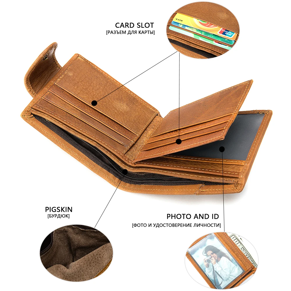 Кошелек MVA мужской кожаный с Rfid защитой бумажник из натуральной воловьей кожи