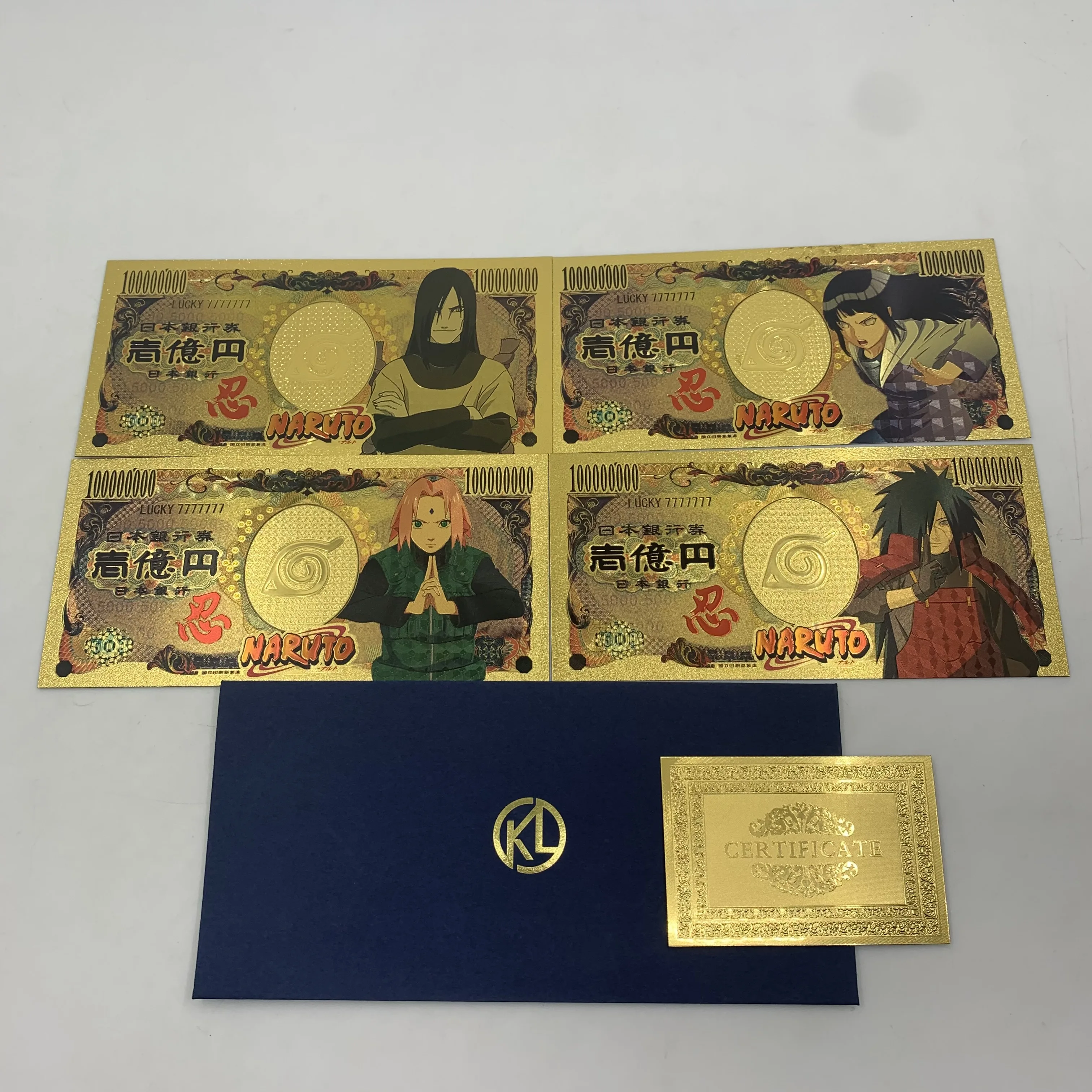 Japanese Anime Namikaze-Sasuke-NARUTOo Yen playing cards Gold plastic Banknote for classic manga childhood memory Collection | Дом и сад