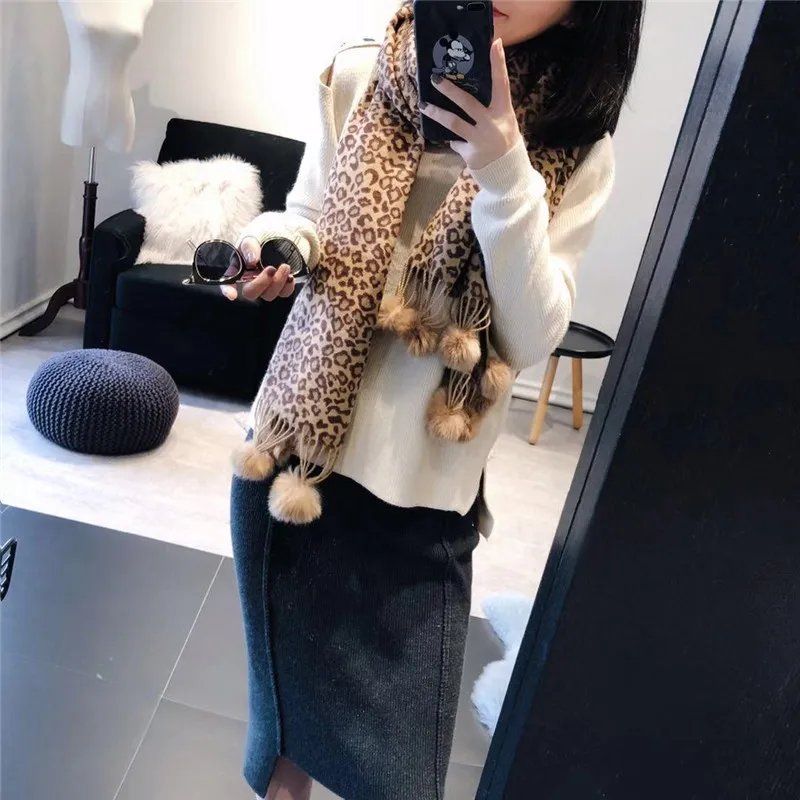 Роскошный брендовый Леопардовый Кашемировый Шарф с принтом Дизайнерский Модный