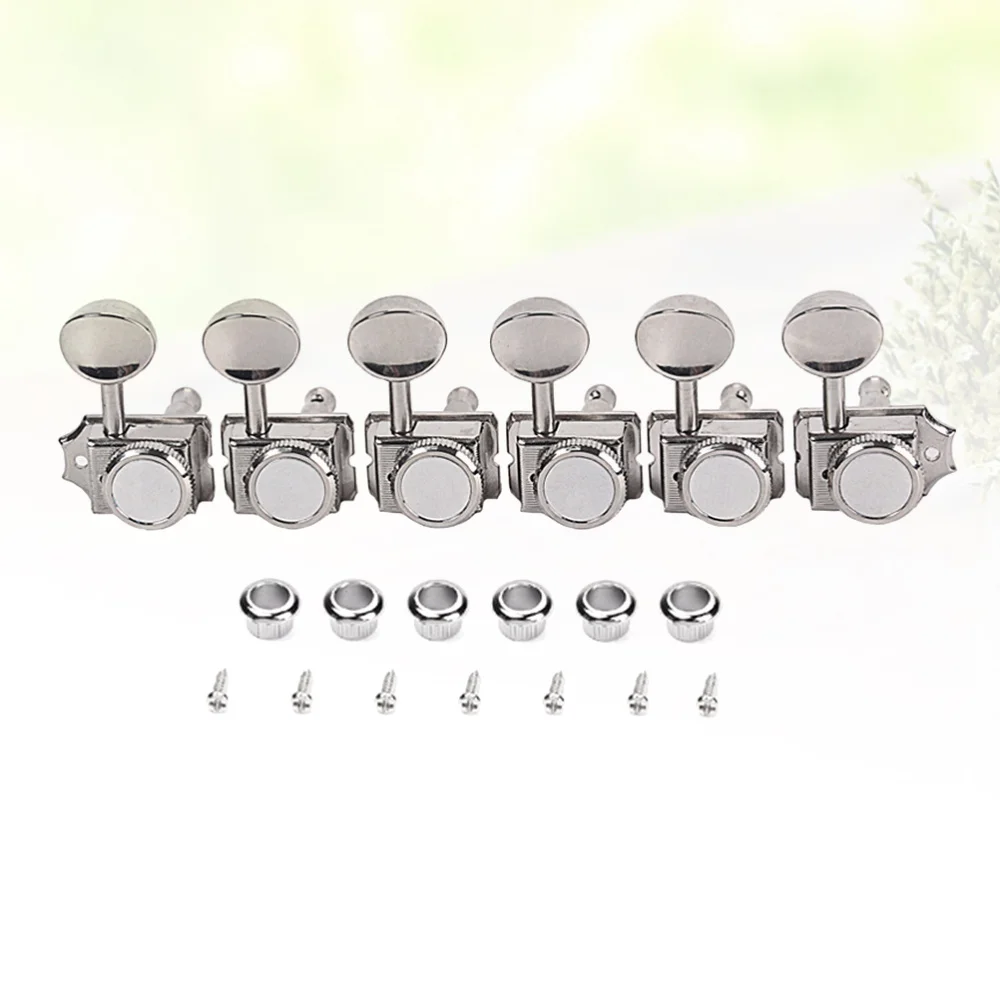 

6PCS Right Side Nickel Lock String Tuners Electric Guitar Machine Heads Tuners Guitar Use Tuning Pegs(Silver)