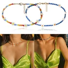 Летнее платье в богемном стиле цветы ромашки Колье чокер с бусинами красочные Шарм заявление ожерелье из циркона квадратной колье для женщин, изготовлено вручную украшения для отдыха