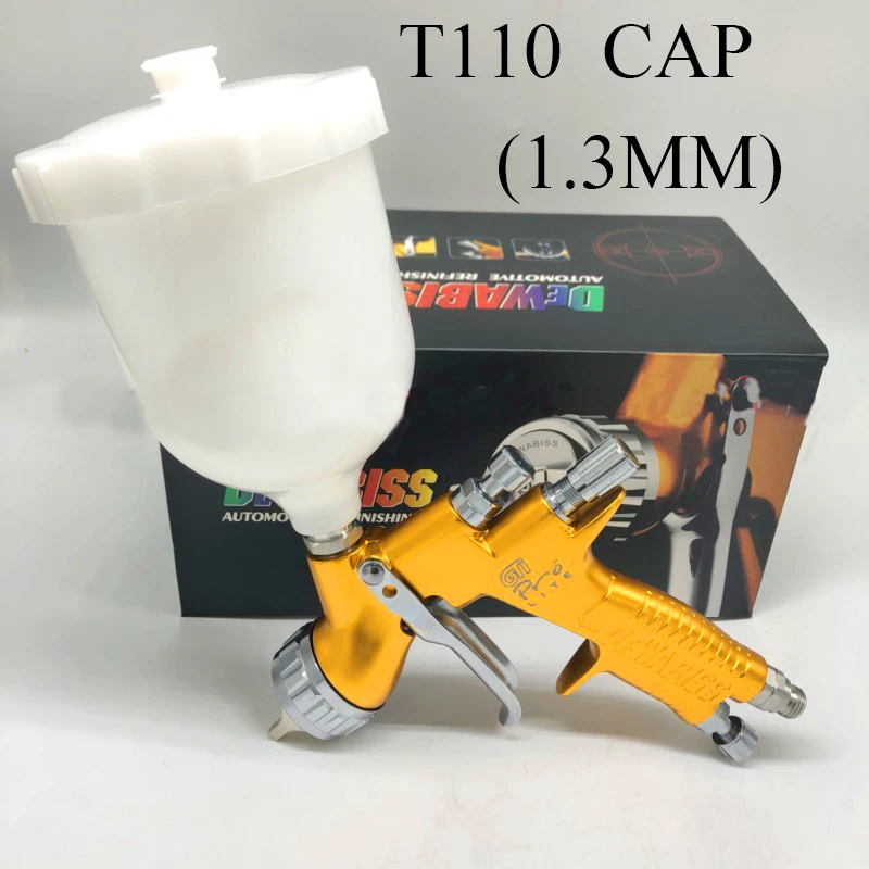 T110-Gold-Full Золотой краскопульт для автомобиля Hvlp TE20 T110 1,3 мм аксессуары для аэрографа оборудование для мойки автомобиля насадка для краскопульта масленка W-101 - Цвет: T110-Gold-Full