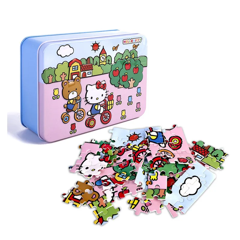 Пазлы hello kitty, 100 деталей, блестящие Пазлы для детей, Обучающие образовательные деревянные пазлы, игрушки, рождественские подарки