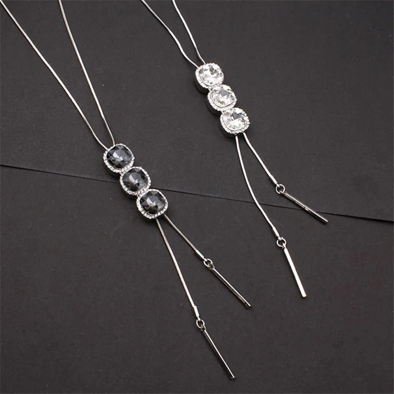 Модный светло-серый темно-синий прозрачный камень серьги-капли женское