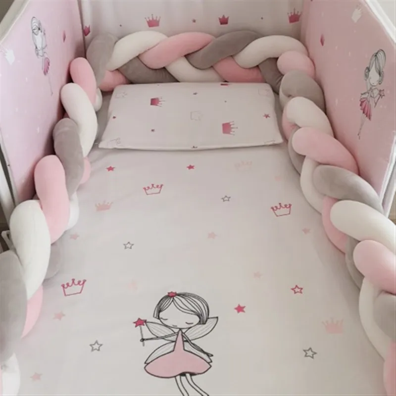 

1M/2M Baby Bed Bumper Newborn Braid Pillow Cushion Bumper for Bebe Crib Coil Protector Bumper