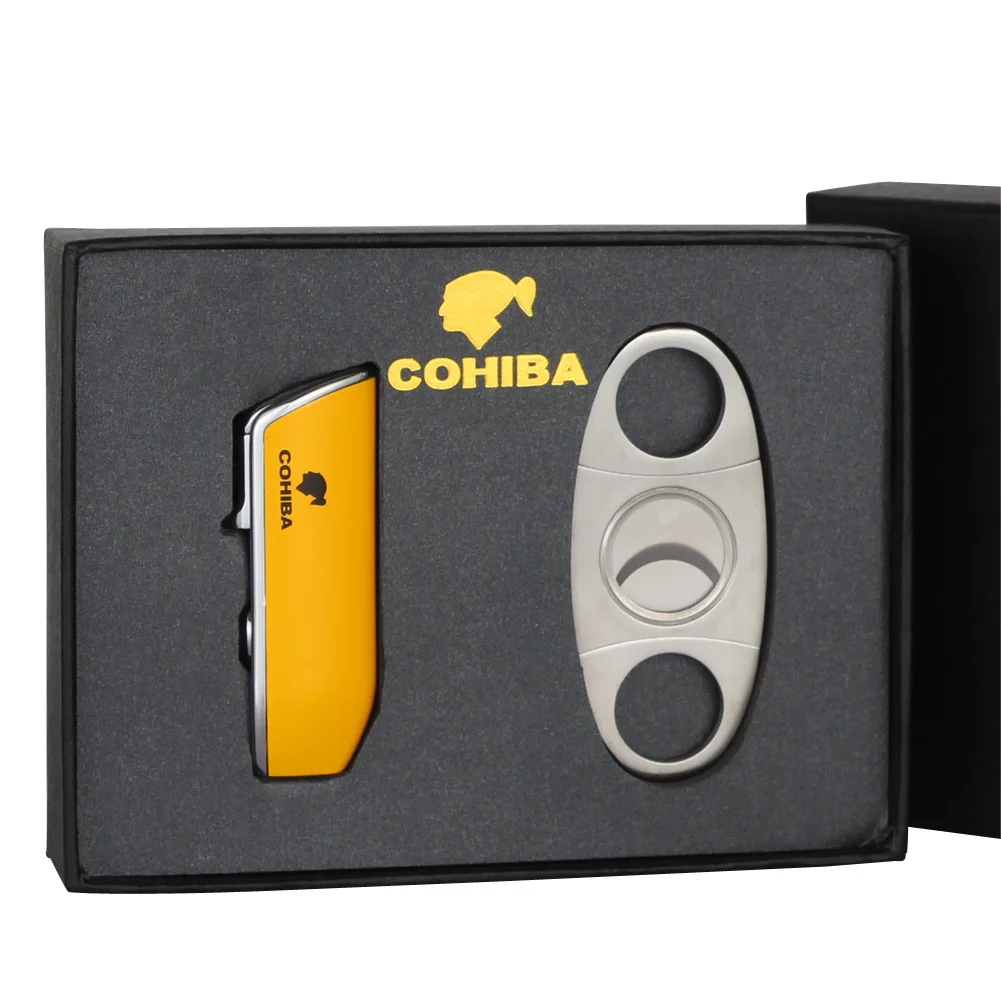 Зажигалка COHIBA для сигар зажигалка резак ветрозащитфонарь струйный пламя набор