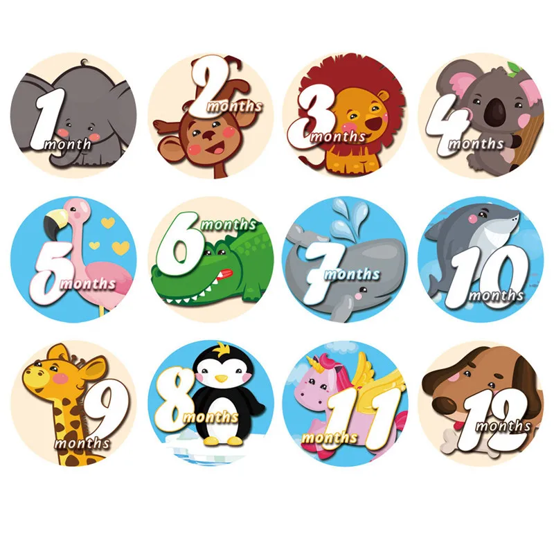 Pegatina de 12 Uds. De meses para fotograf&iacute;a de beb&eacute;, evento conmemorativo mensual para ni&ntilde;os reci&eacute;n nacidos, tarjeta conmemorativa, n&uacute;mero, accesorios para fotos, regalos-3