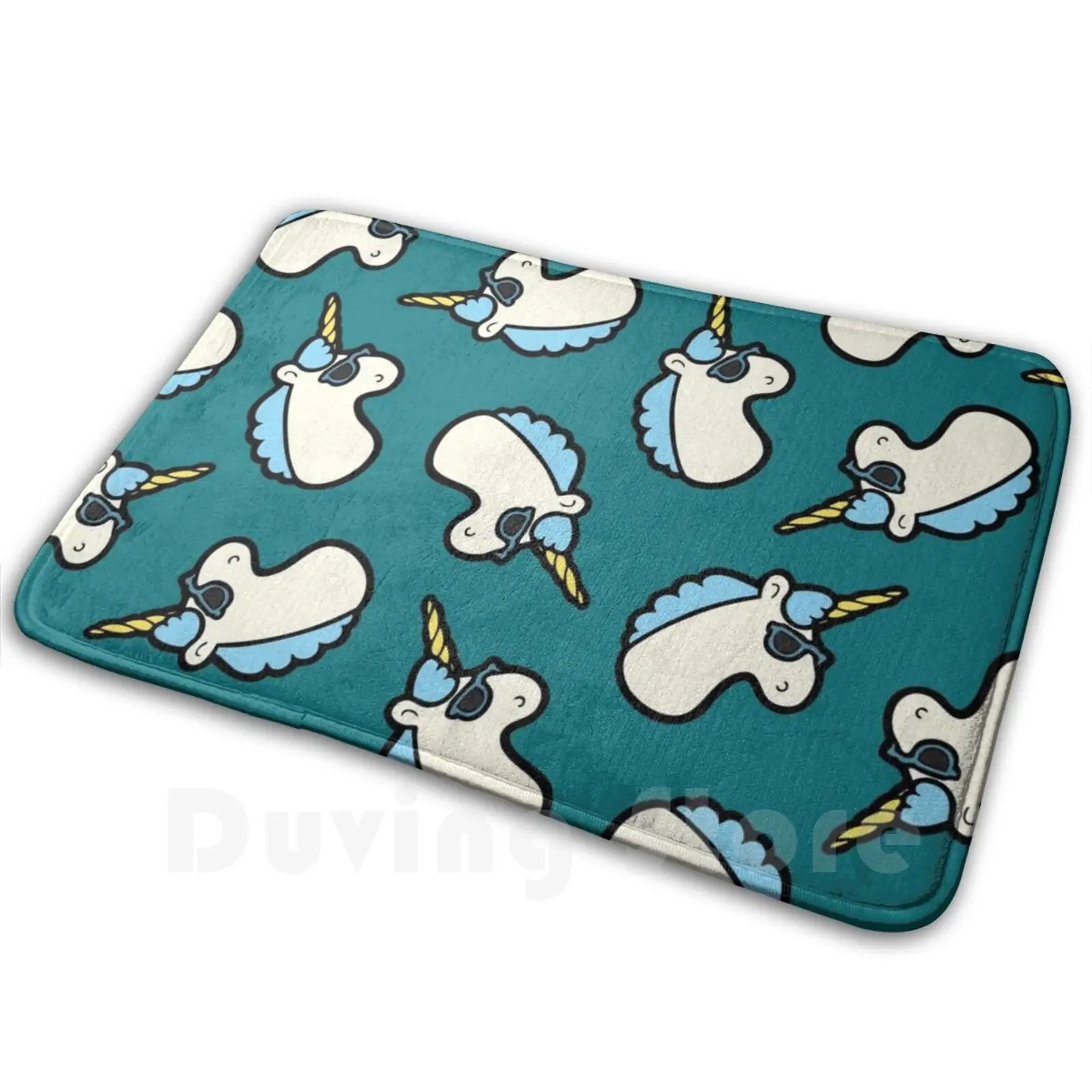 

Синий коврик с узором в виде единорога, нескользящий коврик для пола в спальню, летние Волшебные солнцезащитные очки